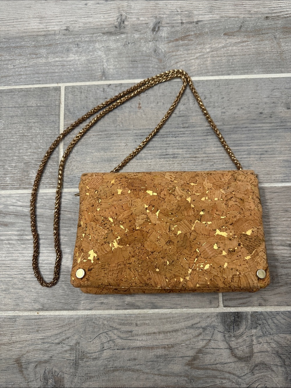 Altar'd State Cork Crossbody with Gold Foil and Chain